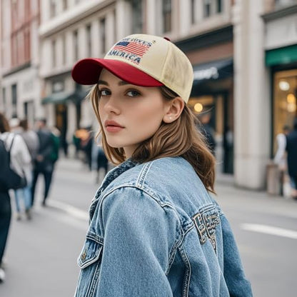 She Loves Jesus and America Too Hats for Womens Soft Washed Distressed Baseball - color: She Loves Jesus and America Toorice White With Wine Red Eaves3