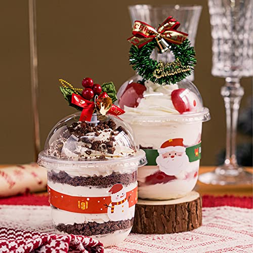 12oz Disposable Plastic Cups with Dome Lids (No Hole),100 pack Dessert Cups for Plastic Fruit, Ice Cream Cake and Mini Snack Bowls… - size: 50 Count (Pack of 2)