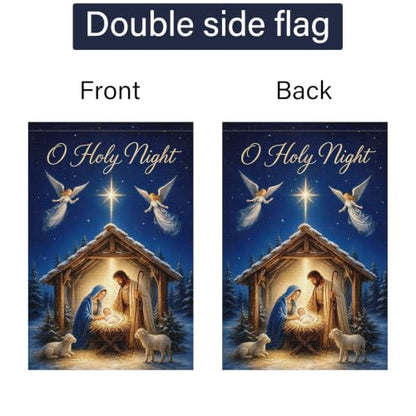 Louise Maelys Christmas Nativity Garden Yard Flag O Holy Night 12x18 Inch