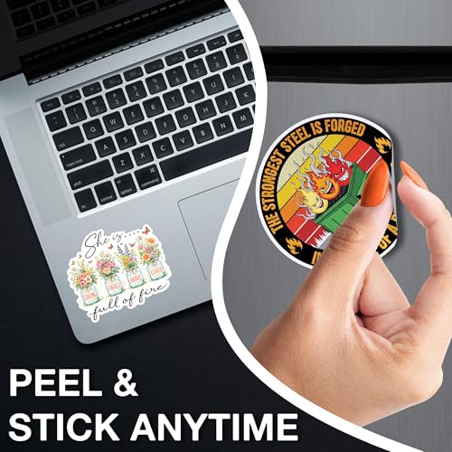 [3PCS] She is Strong Fierce Brave Loved Full of Fire Sticker Inspirational - color: She is Full of Fire
