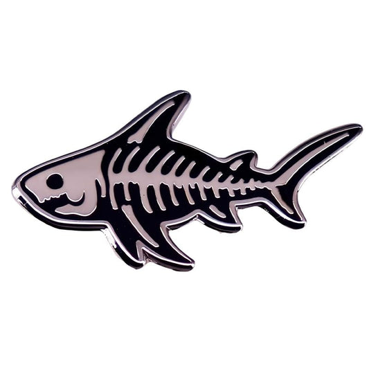 Shark Skeleton Enamel Pin Marine Creature Skull Stainless Steel Marine And Animal Protection Badge Brooch For Backpacks Coats Hats