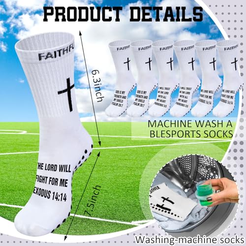 Glitopper 6 Pairs Cross Grip Soccer Socks US 6-13 christian - color: White, style: Classic