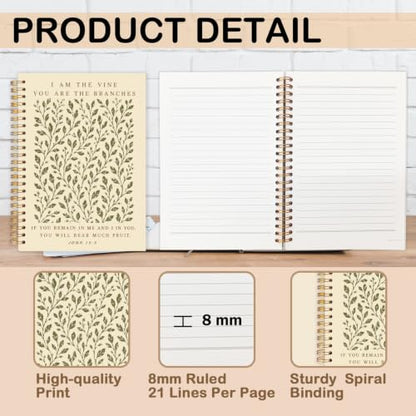 Green Christian Botanical Spiral Notebook for Women Men 5.5x8.3 Inch - color: Green Christian Plants