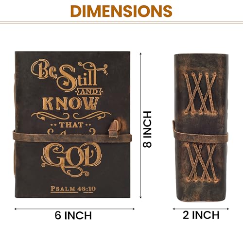 LEATHER VILLAGE Bible Journal Be Still Verse, Distressed Brown 8x6. - color: Distressed Brown, size: 8 inches X 6 inches