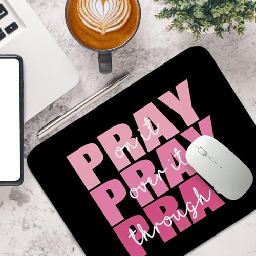 UTELKA Pink Mouse pad, Black Pink Christian Mousepad 10.2x8.2 - color: Black Pink Pray on it, size: 10.2L x 8.2W inches