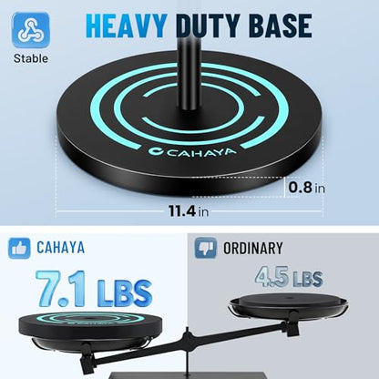 CAHAYA Microphone Stand Floor Adjustable - Mic Stand Universal with 7.12 lbs Weighted Round Metal Base Mic Stands with Phone Holder Mic Floor Stand with 2 Mic Clips and 3/8'' to 5/8'' Adapter