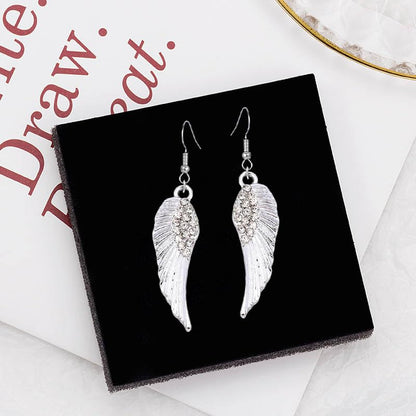 coadipress Angel Wing Earrings for Women Unique Silver Plated Fairy Feather Guardian Dangle Drop Hook Earrings Jewelry - color: Silver Rh Wing