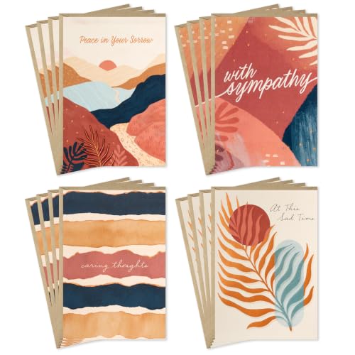 Hallmark Bulk Sympathy Cards with Envelopes, 16-Pack (Painted Palms)