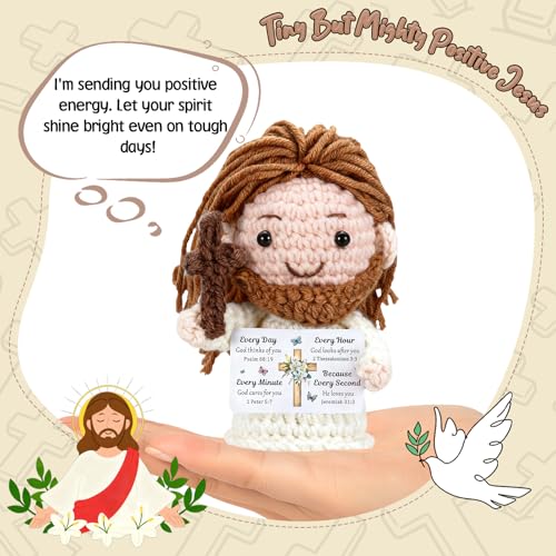 Positive Jesus Crochet Christian Gifts Handmade Emotional Support Jesus - style: every day God thinks of you...