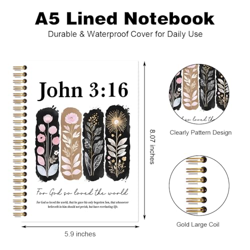 for God So Loved The World Spiral Notebook for School Office, John 3:16 Christian Journal, Floral Christian Faith Notebook Gifts, Inspirational New Job Farewell Gifts for Women Men Coworkers - style: So Loved