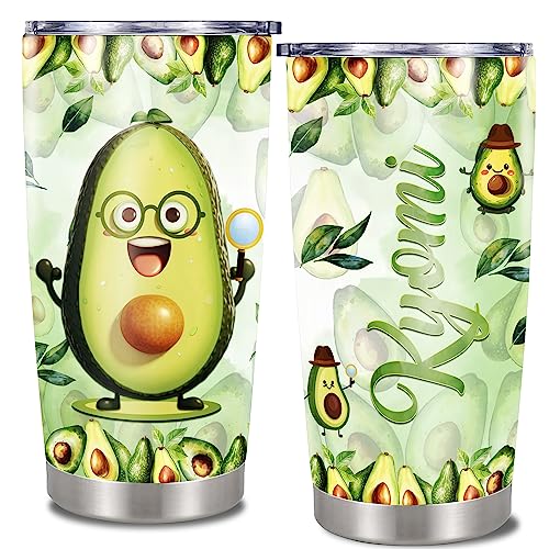 Dorris Personalized Avocado Tumbler With Lid Customized Name Avocados Insulated Travel Coffee Mug Cup Stainless Steel Thermal Cups Cute Gifts Birthday For Women Men Kids - color: acovado 091