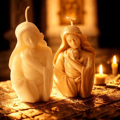 Virgin Mary Holding Baby Shaped Scented Candle,Enchanting Hand-Poured Aesthetic Soy Wax Aroma Decorative Candle for Table Photo Prop,Religious Celebrations,Baptism Essential,Baby Showers & Cozy Spaces