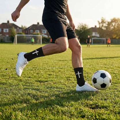 3 Pack Cross Grip Bible Verse Soccer Socks | Anti-Slip Religious Christian Sports Socks US 6-13 - color: White+black
