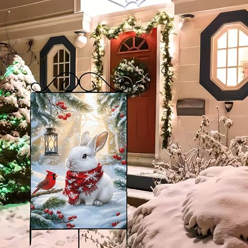Large Winter Christmas House Yard Flags 28x40 Double Sided Outside - color: Snow, size: 28x40 Inches