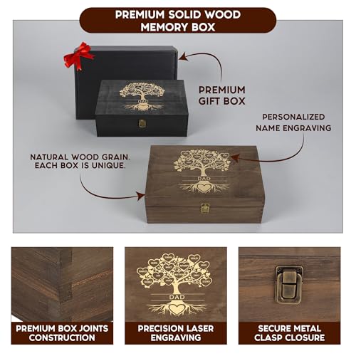 Gifts for Grandpa or Dad, Personalized Family Tree Memory Box, Father's Day - style: 20. Dad Family Tree