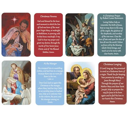 Needzo Christmas Prayer Cards, Holy Family and Nativity Scene Images with Prayers on the Back, Assortment Bible Scriptures, 54 Cards Per Pack (Set of 3)