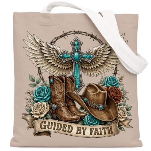 Western Cowgirl Canvas Tote Bag Cowgirl Gifts - color: Western Cowboy Theme 10