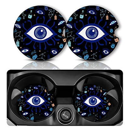 Yonlevres Car Coasters for Cup Holders, Evil Eye, 2 Pack - color: Evil Eye