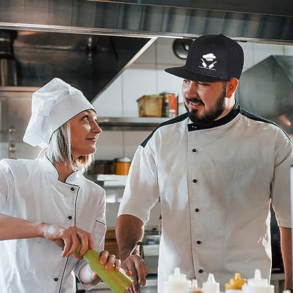 Chef Hat Flat Bill Hats for Men Funny Double Knives Kitchen Adjustable Baseball Cap Snapback Hat for Women - color: Double Knives