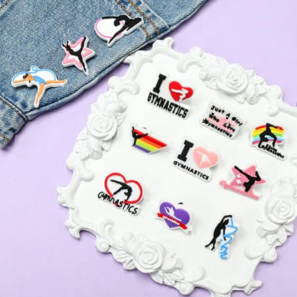 Cute Pins Bulk, Funny Lapel Badge Pins Rubber Brooch Pins for Backpacks, Hats, Bags - style: Gymnastics-20PCS