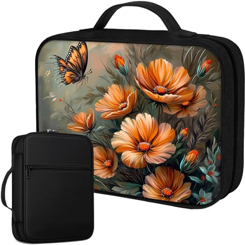 Bible Cover for Women Kids, Bible Carrying Case Church Bag Bible Protective with Zippered Back Pocket, Gift for Adults Lady Women Men, Orange Flowers - color: Orange Flowers