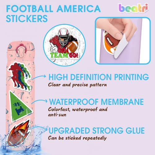 BEATRI Football Stickers 50PCS Waterproof Vinyl Coaches Football Decor - color: American Football Stickers Decal
