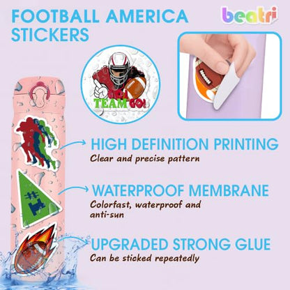 BEATRI Football Stickers 50PCS Waterproof Vinyl Coaches Football Decor - color: American Football Stickers Decal