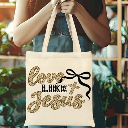 Faith Canvas Tote Bag, Christian Gifts for Women Mama Sister Inspirational Bible Verse Birthday Christmas - color: Jesus 879