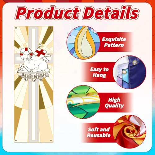 5 PCS Religious Church Banners Church Banners for Sanctuary Wall Welcome Religious Praise Hanging Sign Decorations for Holiday Churches Sunday School Decor Supplies 2 x 6 ft