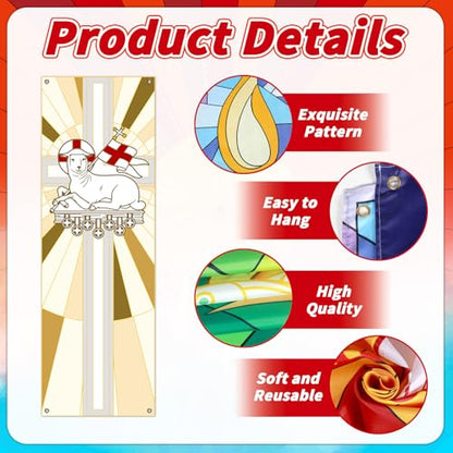 5 PCS Religious Church Banners Church Banners for Sanctuary Wall Welcome Religious Praise Hanging Sign Decorations for Holiday Churches Sunday School Decor Supplies 2 x 6 ft