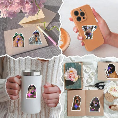 200 PCS Holographic Dog Stickers Pack - Cute Animal Puppy & Funny Dog Meme Stickers Decals for Journaling Laptop Scrapbook Water Bottles Suitcase Snowboard - with Elegant Foil Gifts Box - style: 200 PCS Holographic Dog Meme Stickers - With Gifts Box
