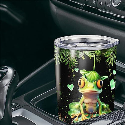Personalized Frog Pattern Tumbler With Lid Custom Name Travel Mug Thermal Insulated Cup Stainless Steel Gifts Things Birthday Christmas For Women Girls Frogs Lovers - color: Frog