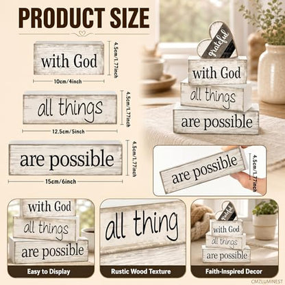 Farmhouse Table Decor, 4pcs Christian Religious Home Decor - style: Faith