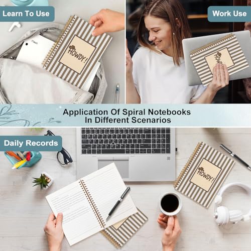 Howdy Western Spiral Notebook 5.5x8.3 - color: White Howdy Western Striped