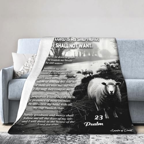 Psalm 23 Gifts Blanket 80"X60" Bible Verses Christian Scripture Bed Throw Blanket Soft Lightweight Cozy Warm Religious Blankets for Kids Teens Men Women - color: Psalm 23, size: 80"x60"