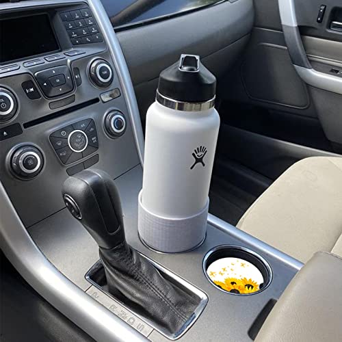 Car Coasters 2 Pack, Small 2.56" Stone Car Cupholder Absorbent Coaster Set for Women Men Drink Cup Holder Coasters (Sunflower&Butterfly) - color: Sunflower&butterfly
