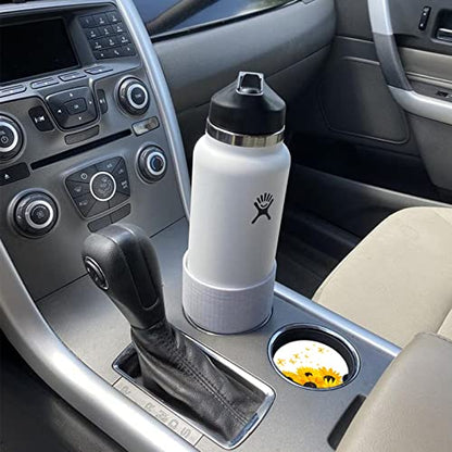 Car Coasters 2 Pack, Small 2.56" Stone Car Cupholder Absorbent Coaster Set for Women Men Drink Cup Holder Coasters (Sunflower&Butterfly) - color: Sunflower&butterfly