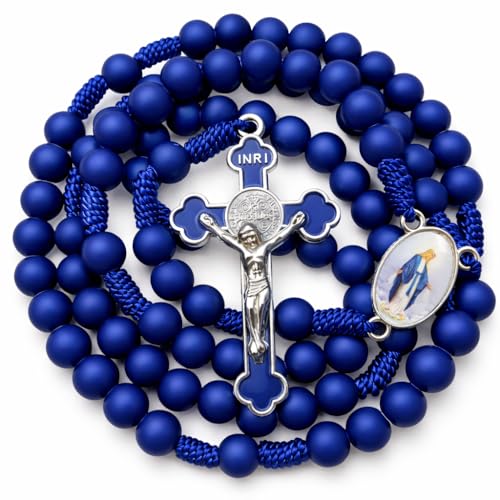 TALISMAN4U Blue Rosary Prayer Beads Catholic St Benedict Our Lady of Grace