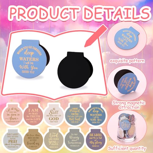 AmazingSpark 100 Pcs Bible Verse Magnetic Bookmarks Bulk Christian Magnet Book Marker Clips Religious Gifts for Reading Book Lover Office Classroom Awards (Pastel) - style: Pastel