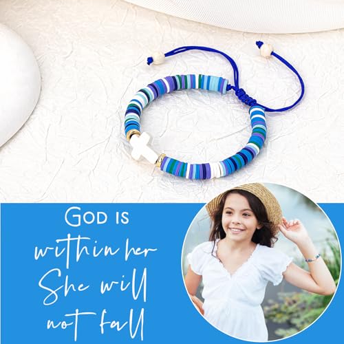 Cute Cross Bracelet Teen Girl Gifts Trendy Stuff Christian Gifts for Kids/Girls/Boys/Teens/Women Jewelry Colorful Jesus Bracelets Christmas Religious Communion Baptism Confirmation Gifts - color: 3-Confirmation C