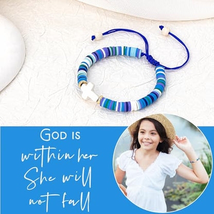 Cute Cross Bracelet Teen Girl Gifts Trendy Stuff Christian Gifts for Kids/Girls/Boys/Teens/Women Jewelry Colorful Jesus Bracelets Christmas Religious Communion Baptism Confirmation Gifts - color: 3-Confirmation C