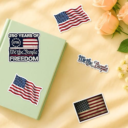4 Pcs American Flag Stickers - USA Flag Waterproof Vinyl Decals for Cars - color: American Flag Stickers