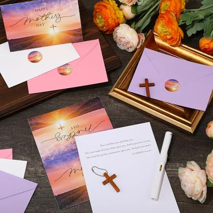 Spakon 30 Sets Mother's Day Christian Cards with Envelopes Stickers
