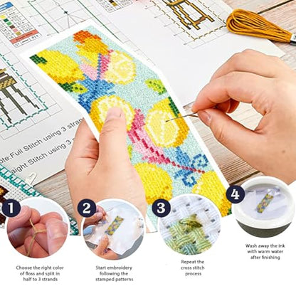 ORIGACH 6 Pack Lemon & Feather Cross Stitch Kit - style: Fresh Lemon & Feather