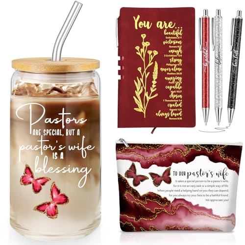 Funnymoom 6 Pcs Pastor Gift Set Tumbler Journal Pens Red - color: Red, size: Pastor's Wife