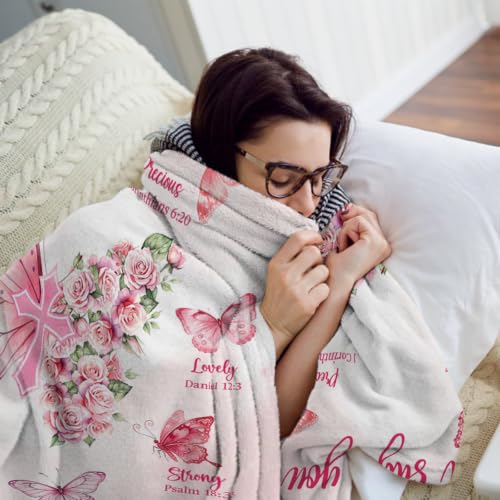 Christian Gifts for Women Faith God Says I Am Butterfly Blanket 50"x60" - color: God Says - Butterfly 02, size: 50"x60"