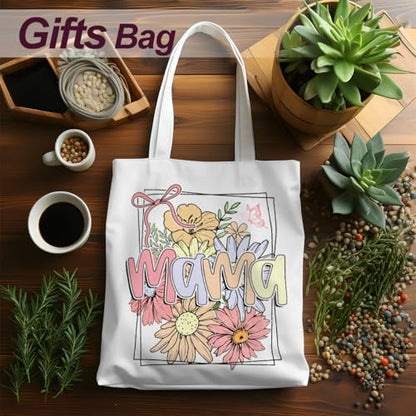 Mama Mom Tote Bag Mom Birthday Gifts Canvas Tote Bag, Reusable Canvas Shoulder Bags for Grocery Shopping, Beach 01 - color: Mamaflower03