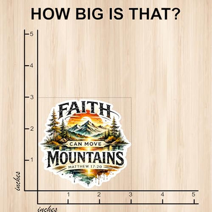 [3PCS] Faith Can Move Mountains Sticker Christian Sunset Mountain Lake - color: Faith Can Move Mountains