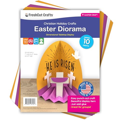 FreshCut Crafts Easter Diorama 3D Bible Craft Kit, 10 Pack