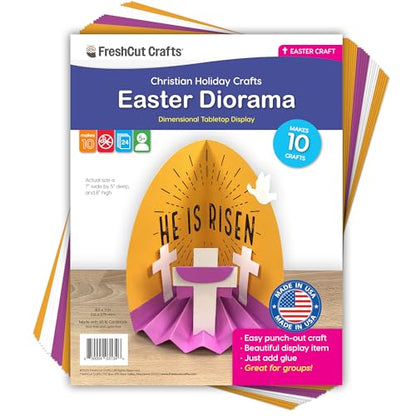 FreshCut Crafts Easter Diorama 3D Bible Craft Kit, 10 Pack